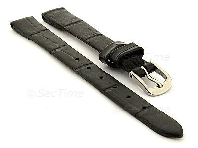 (image for) Open Ended Watch Strap Croco ES - Leather Black 12mm