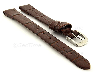 (image for) Open Ended Watch Strap Croco ES - Leather Dark Brown 8mm