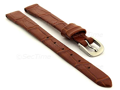 (image for) Open Ended Watch Strap Croco ES - Leather Brown 12mm