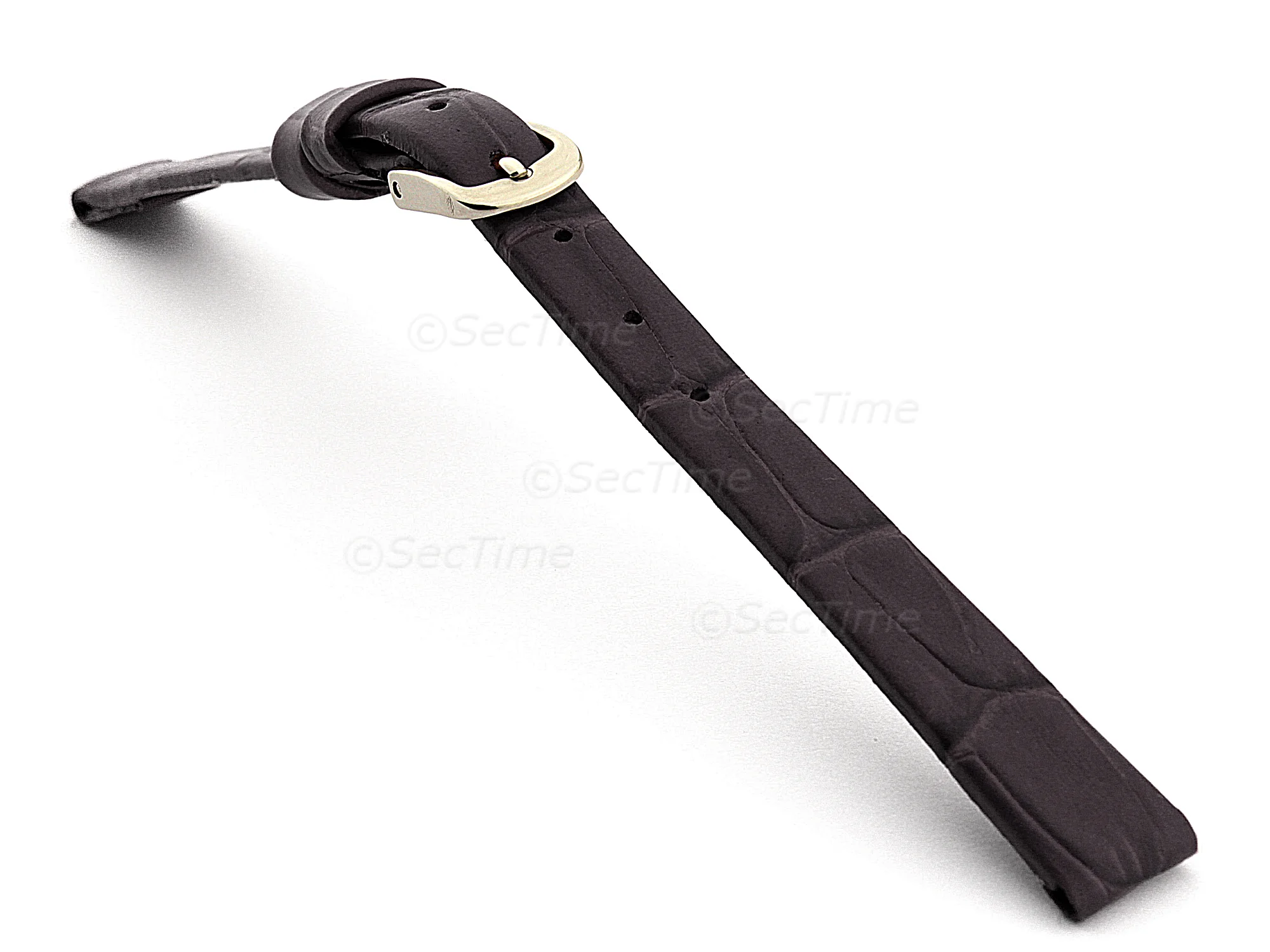 (image for) Open Ended Watch Strap Croco ES - Leather Chocolate Brown 10mm (1)