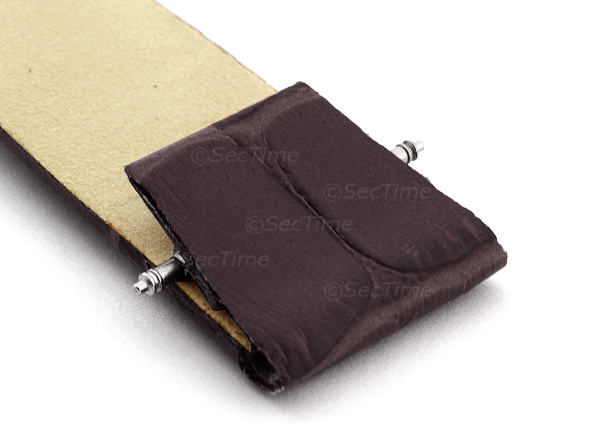 (image for) Open Ended Watch Strap Croco ES - Leather Chocolate Brown 10mm (3)