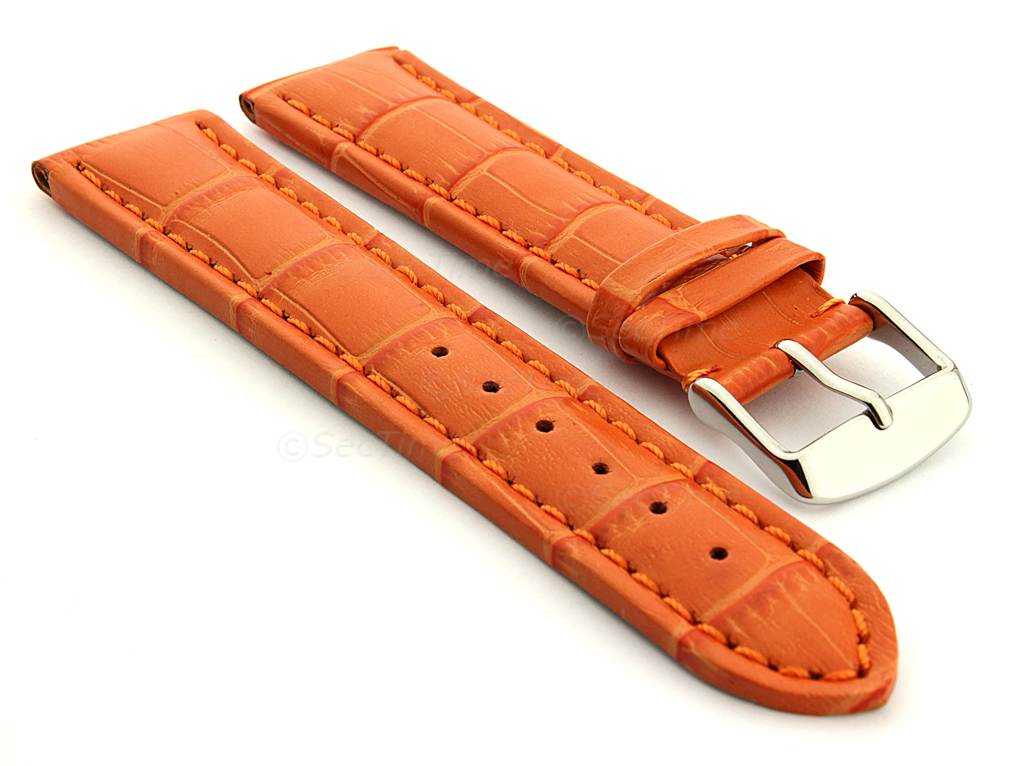 (image for) Leather Watch Strap CROCO RM Orange/Orange 18mm