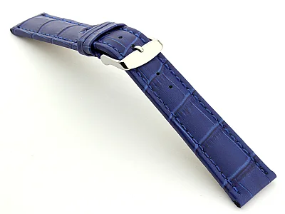 (image for) Leather Watch Strap CROCO RM Blue/Blue 18mm (1)