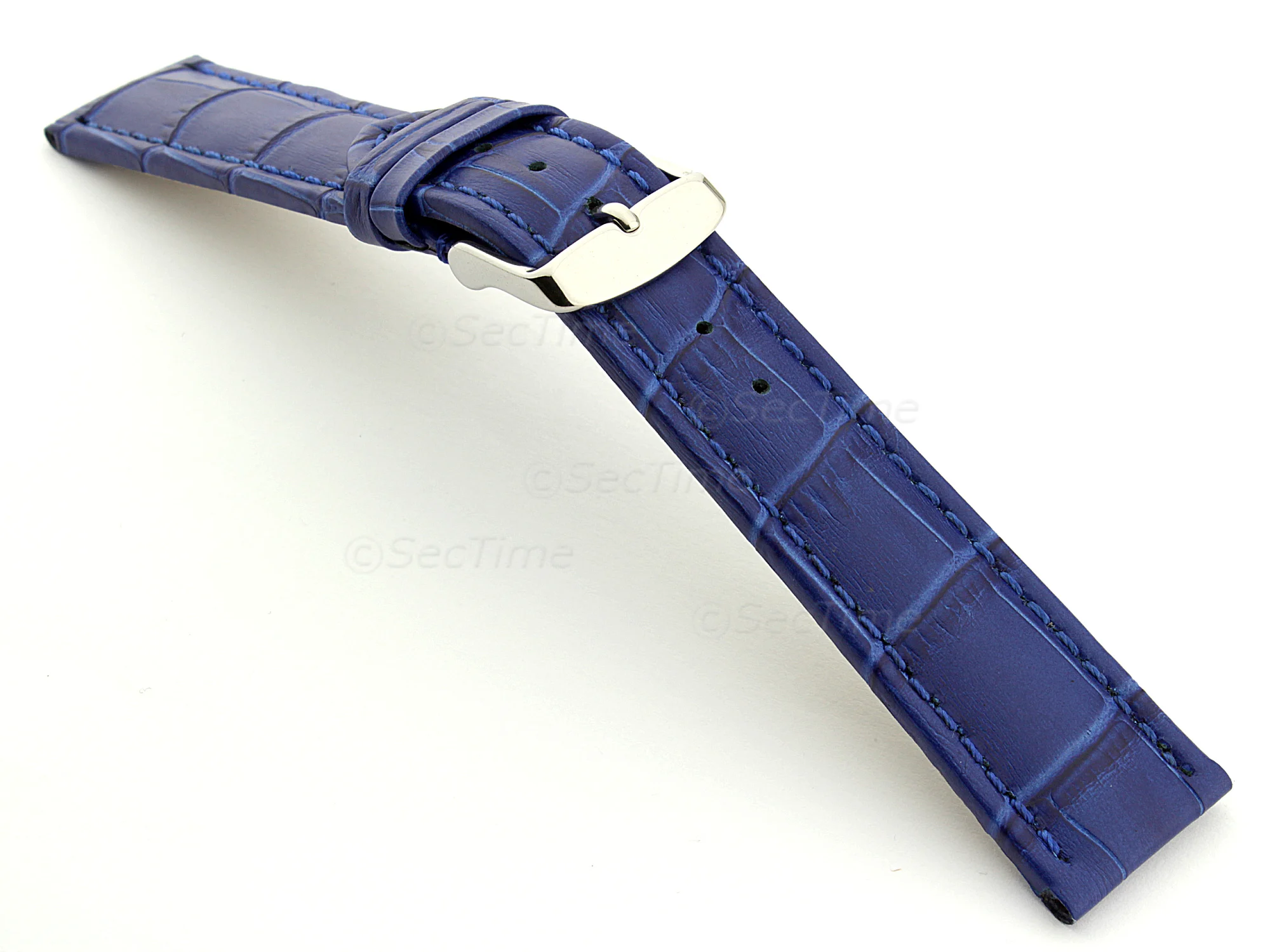 (image for) Leather Watch Strap CROCO RM Blue/Blue 18mm (1)