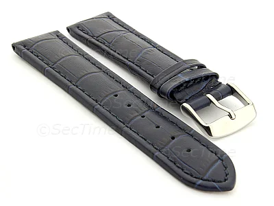 (image for) Leather Watch Strap CROCO RM Navy Blue/Blue 20mm