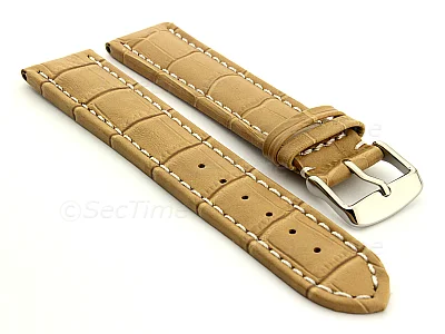 (image for) Leather Watch Strap CROCO RM Cream/White 20mm