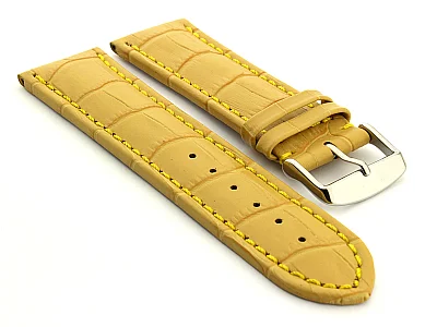 (image for) Leather Watch Strap CROCO RM Yellow/Yellow 28mm