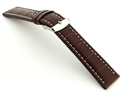 (image for) Leather Watch Strap CROCO RM Dark Brown/White 26mm (1)