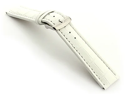 (image for) Leather Watch Strap CROCO RM White/White 18mm (1)