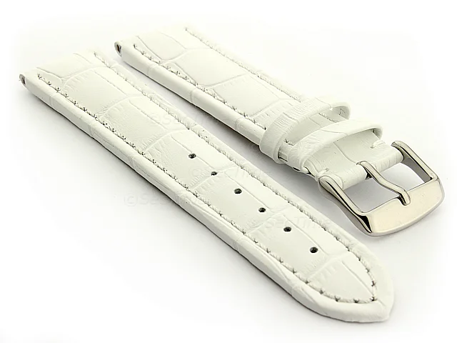 (image for) Leather Watch Strap CROCO RM White/White 18mm
