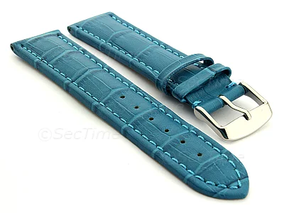 (image for) Leather Watch Strap CROCO RM Turquoise / Turquoise 26mm