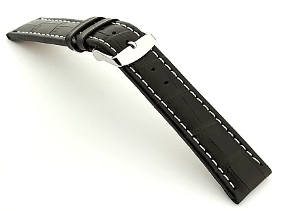 (image for) Leather Watch Strap CROCO RM Black/White 20mm (1)