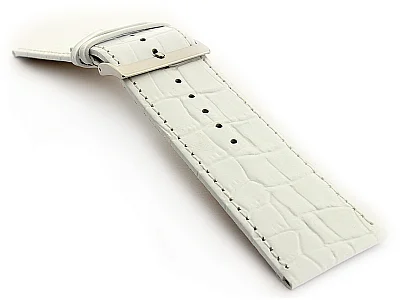 (image for) Glossy Leather Watch Strap Croco Spec WB White 32mm (1)