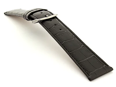 (image for) Glossy Leather Watch Strap Croco Spec WM Black 20mm (1)