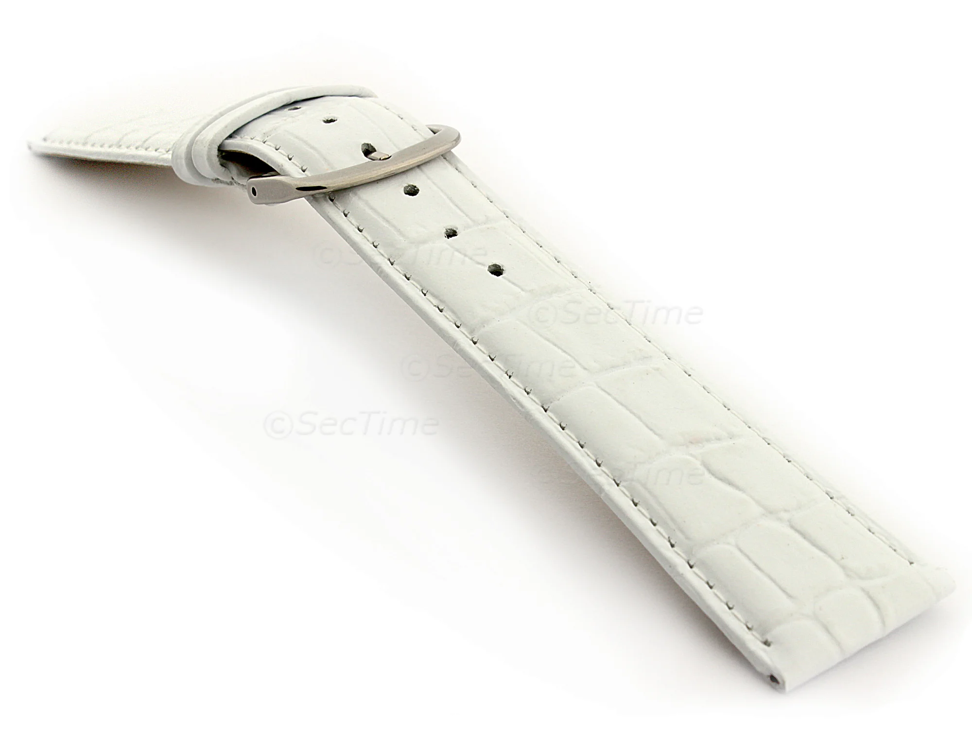 (image for) Glossy Leather Watch Strap Croco Spec WM White 16mm (1)