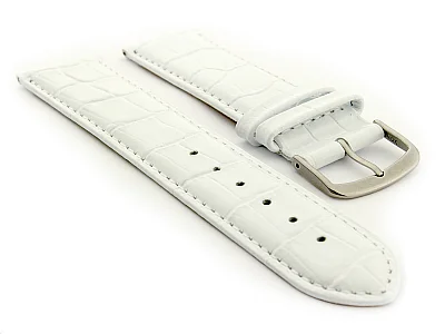 (image for) Glossy Leather Watch Strap Croco Spec WM White 22mm