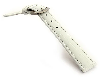 (image for) Glossy Leather Watch Strap Croco Spec WS White 10mm (1)