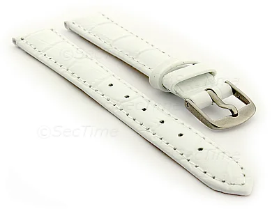 (image for) Glossy Leather Watch Strap Croco Spec WS White 14mm