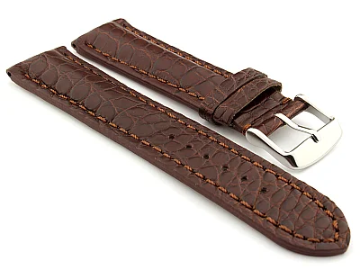 (image for) Genuine Crocodile Leather Watch Strap Band Mississippi Dark Brown/Brown 18mm (1)