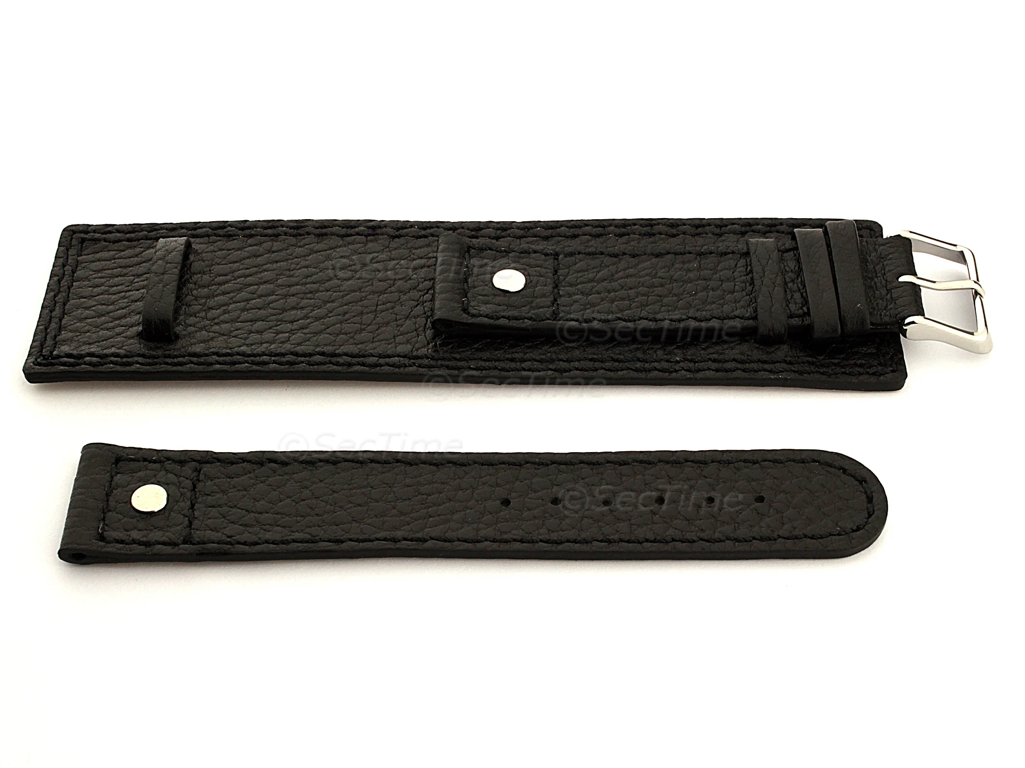 (image for) Leather Watch Band with Wrist Cuff Dakar Black 20mm