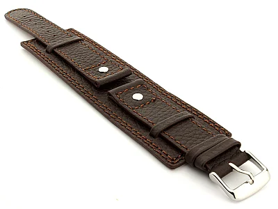 (image for) Leather Watch Band with Wrist Cuff Dakar Dark Brown 18mm (1)