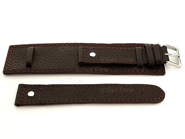 (image for) Leather Watch Band with Wrist Cuff Dakar Dark Brown 18mm