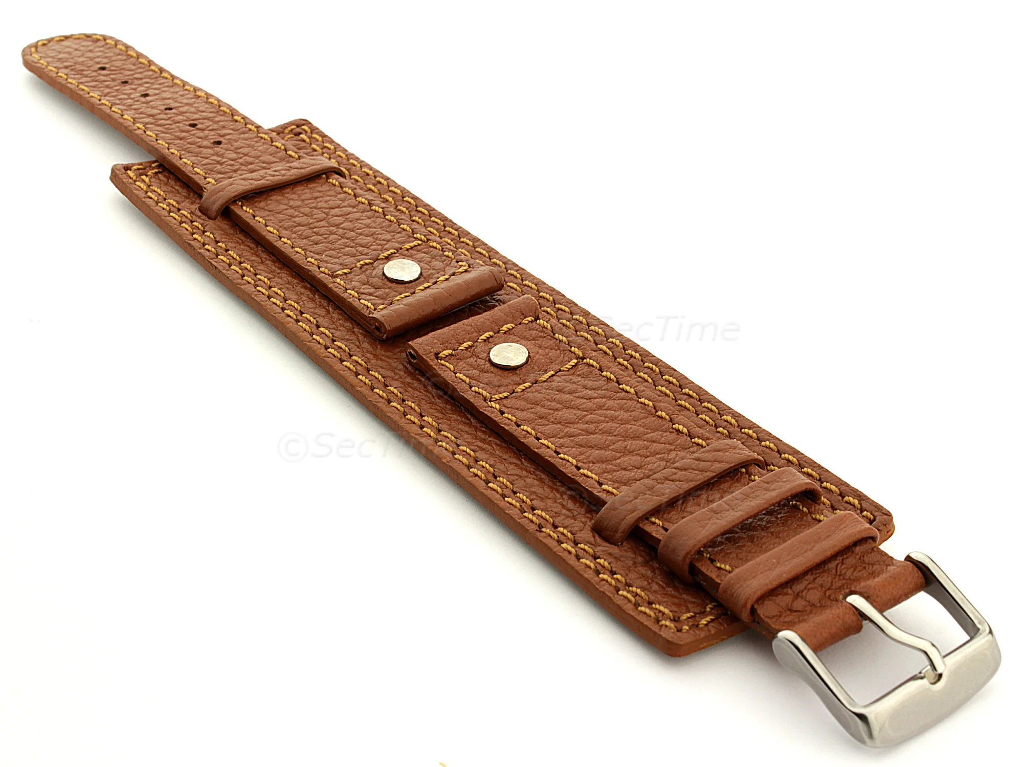 (image for) Leather Watch Band with Wrist Cuff Dakar Brown 20mm (1)