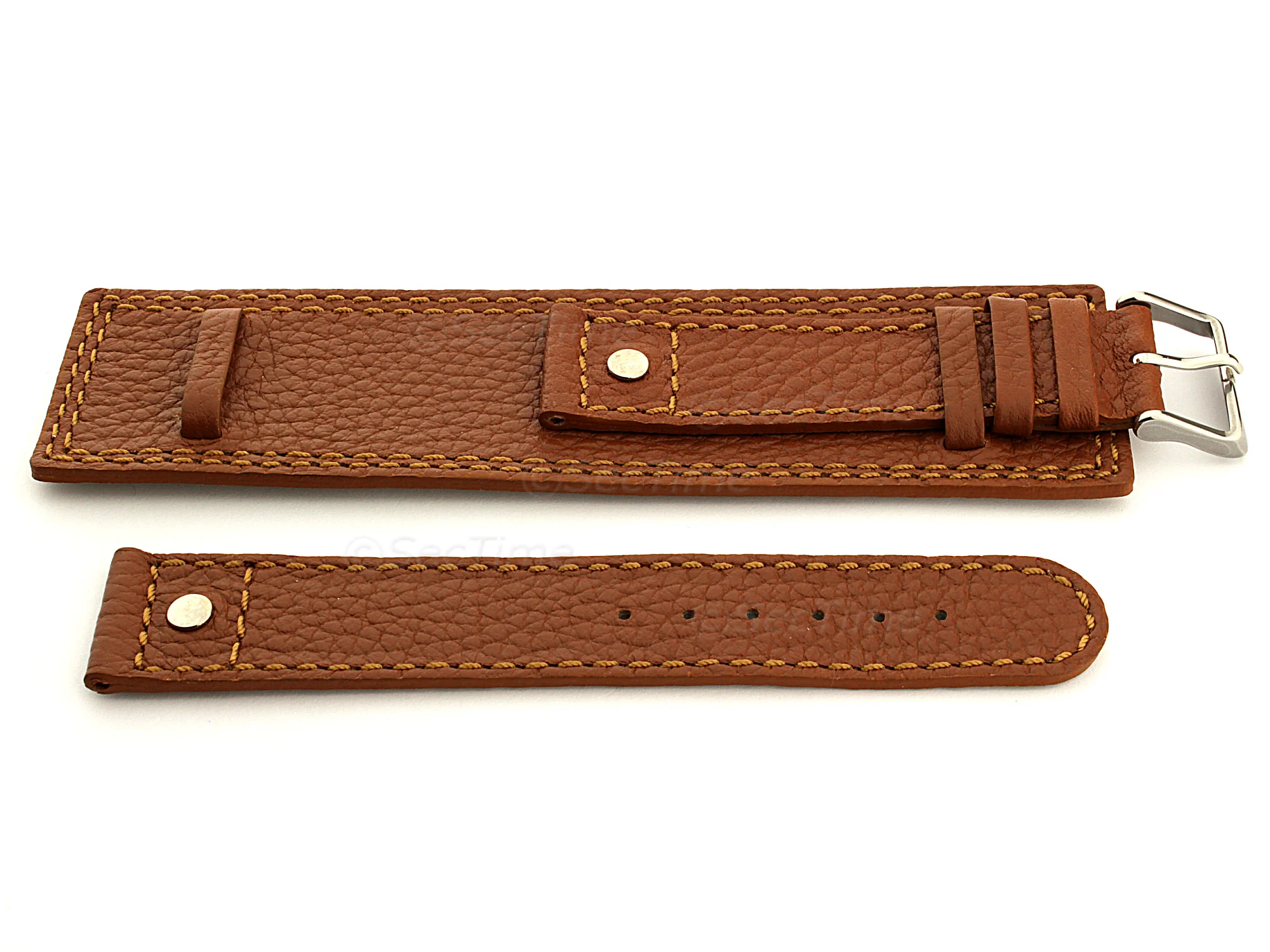 (image for) Leather Watch Band with Wrist Cuff Dakar Brown 20mm