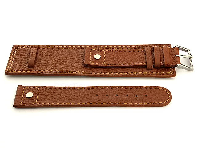 (image for) Leather Watch Band with Wrist Cuff Dakar Brown 20mm