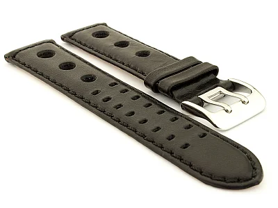 (image for) Rally Style Genuine Leather Vegetable-tanned Watch Strap Dani Black 20mm