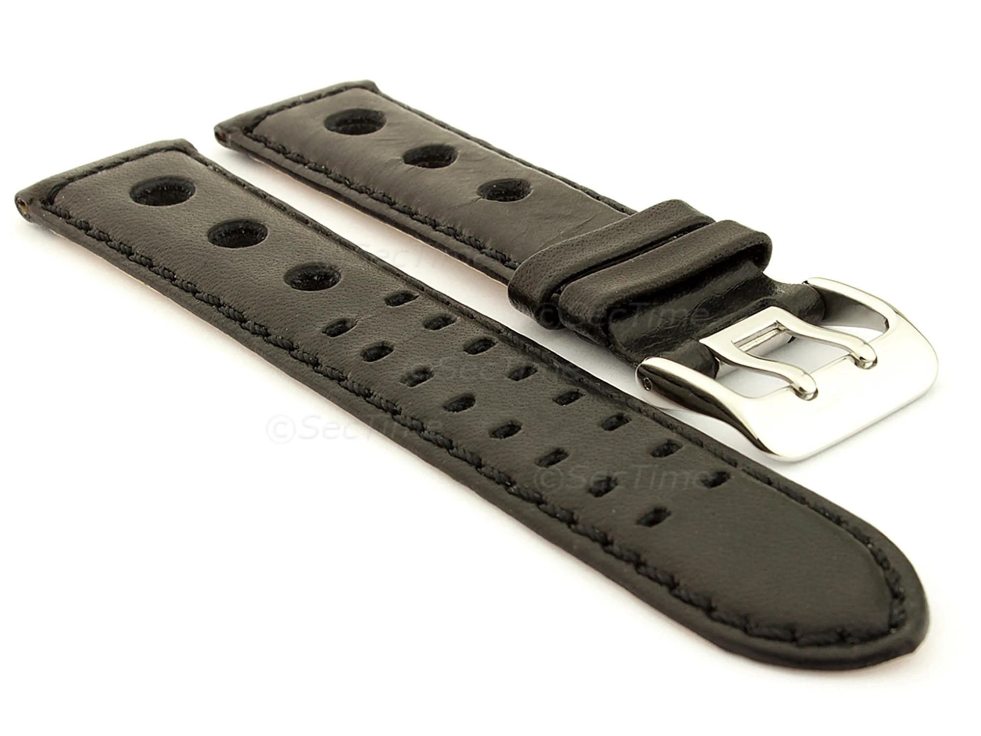 (image for) Rally Style Genuine Leather Vegetable-tanned Watch Strap Dani Black 20mm