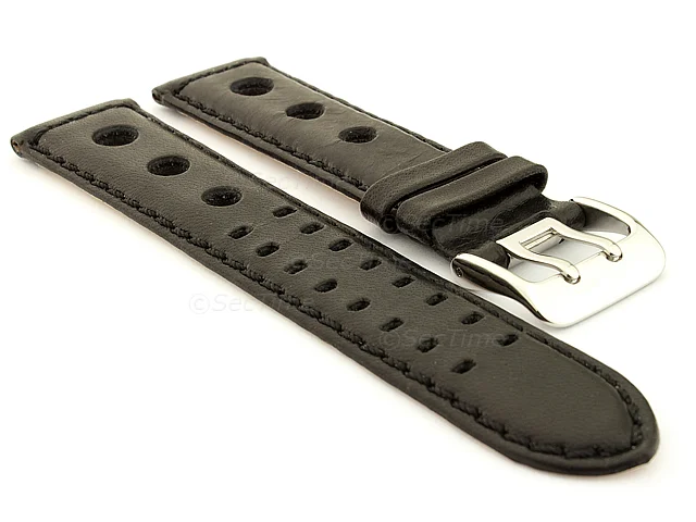(image for) Rally Style Genuine Leather Vegetable-tanned Watch Strap Dani Black 20mm