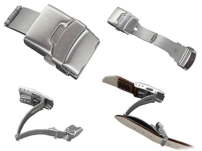 (image for) Brushed Silver-Coloured Stainless Steel Watch Strap Deployant Clasp 16mm (1)