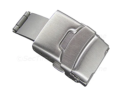 (image for) Brushed Silver-Coloured Stainless Steel Watch Strap Deployant Clasp 22mm