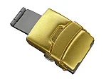 (image for) Brushed Yellow Gold-Coloured Stainless Steel Watch Strap Deployant Clasp 16mm