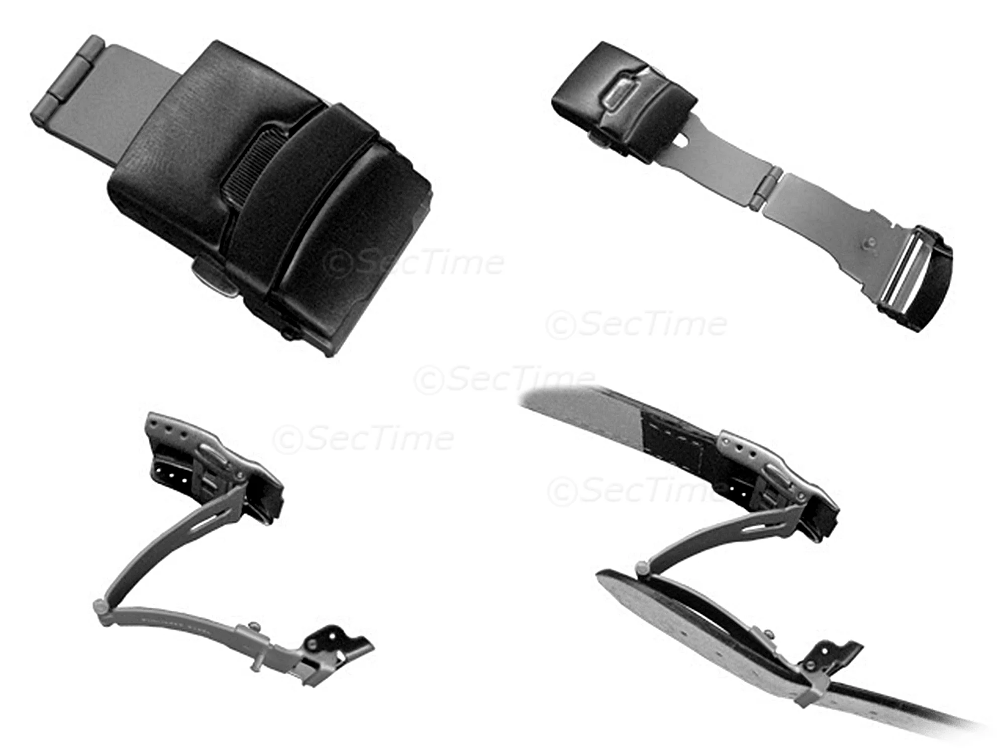 (image for) Brushed Black (PVD) Stainless Steel Watch Strap Deployant Clasp 16mm (1)