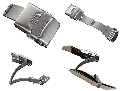 (image for) Brushed Silver-Coloured Titanium Watch Strap Deployant Clasp 24mm (1)
