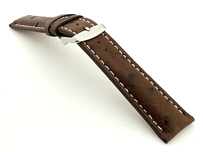 (image for) Ostrich Leather Watch Strap EMU Dark Brown 20mm (1)