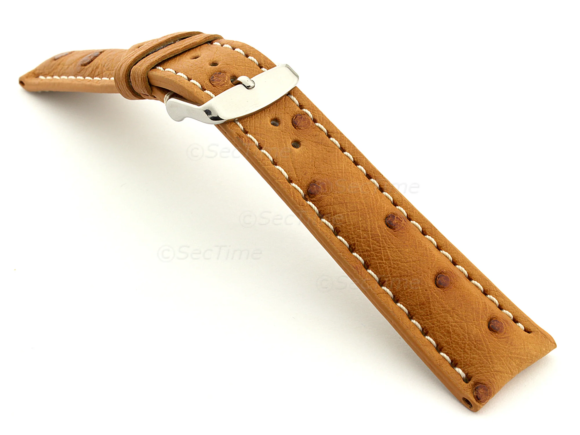 (image for) Ostrich Leather Watch Strap EMU Brown 22mm (1)