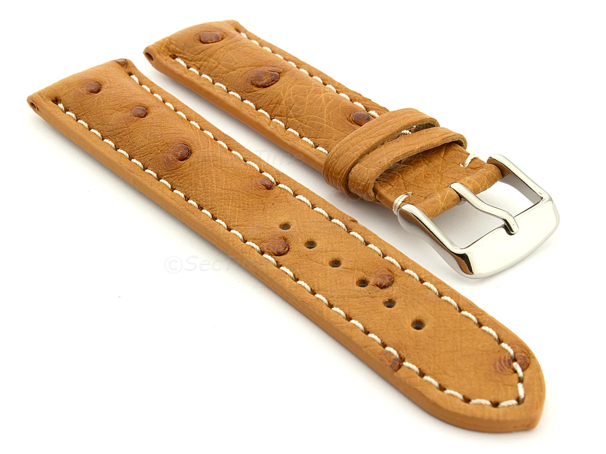 (image for) Ostrich Leather Watch Strap EMU Brown 22mm