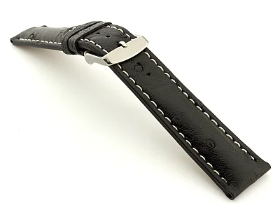 (image for) Ostrich Leather Watch Strap EMU Black 22mm (1)