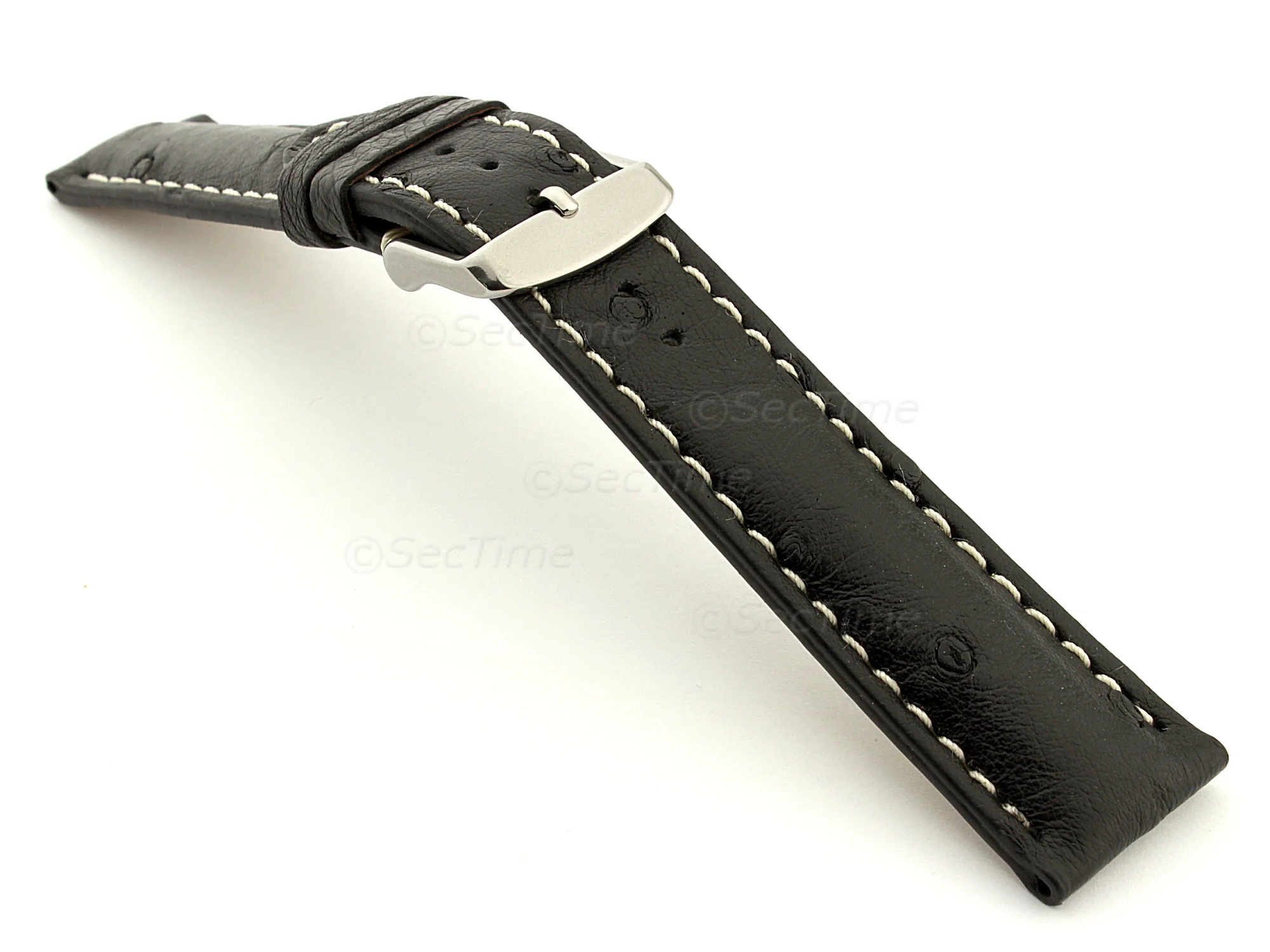 (image for) Ostrich Leather Watch Strap EMU Black 22mm (1)