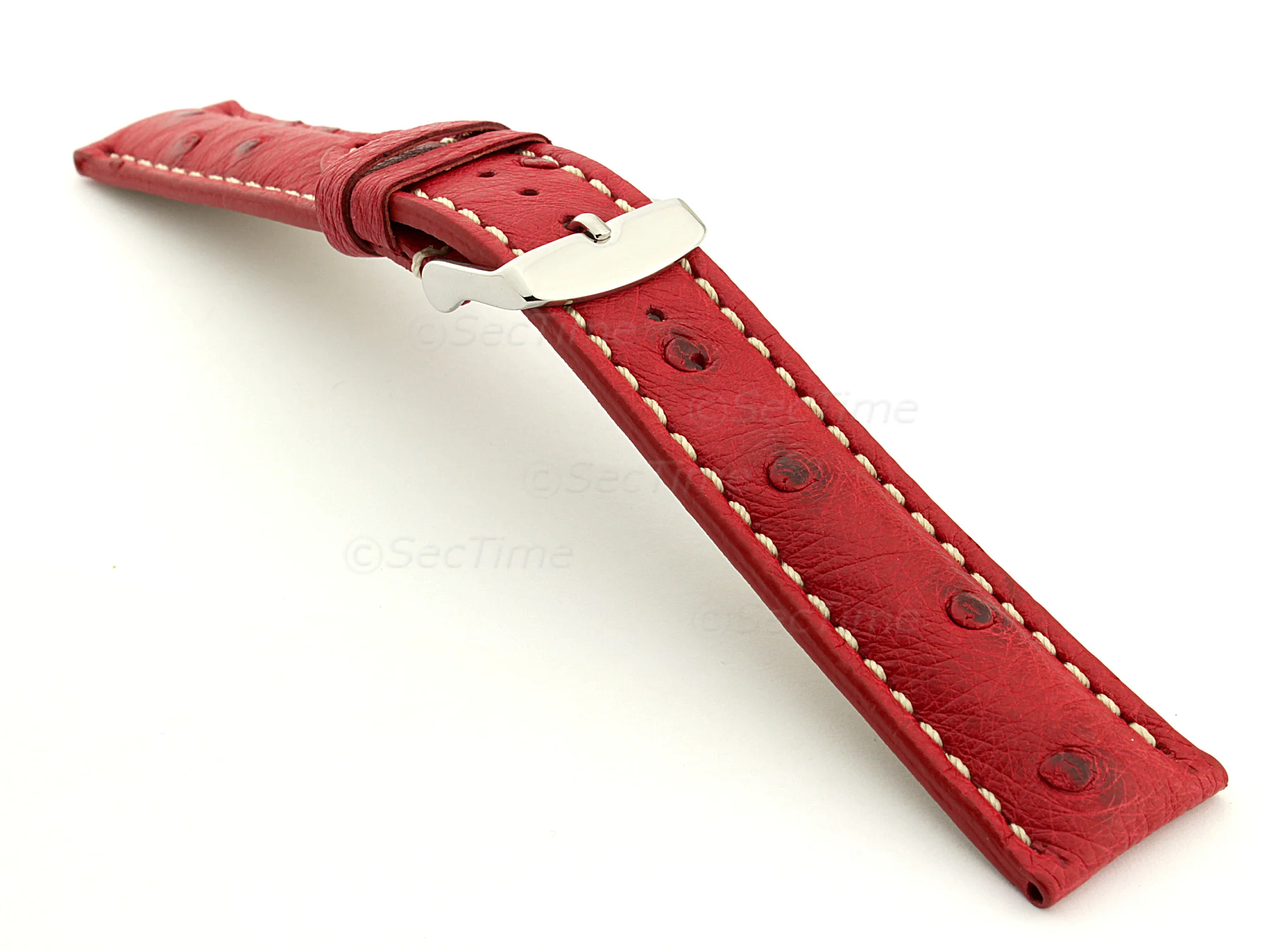 (image for) Ostrich Leather Watch Strap EMU Red 20mm (1)