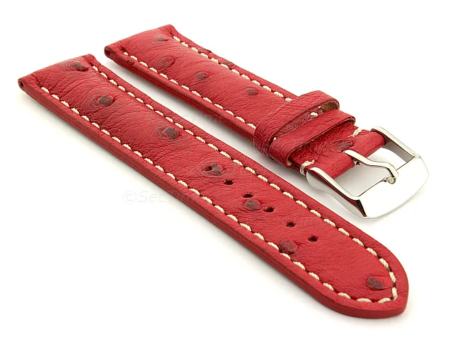 (image for) Ostrich Leather Watch Strap EMU Red 20mm
