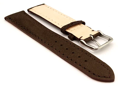 (image for) Genuine Nubuck Leather Watch Strap Band Evosa Dark Brown 20mm (1)
