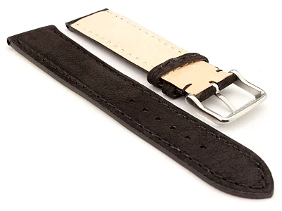 (image for) Genuine Nubuck Leather Watch Strap Band Evosa Black 22mm (1)