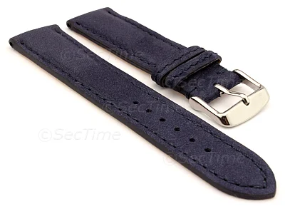 (image for) Genuine Nubuck Leather Watch Strap Band Evosa Navy Blue 20mm