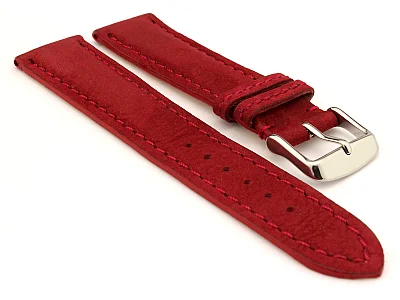 (image for) Genuine Nubuck Leather Watch Strap Band Evosa Maroon 22mm