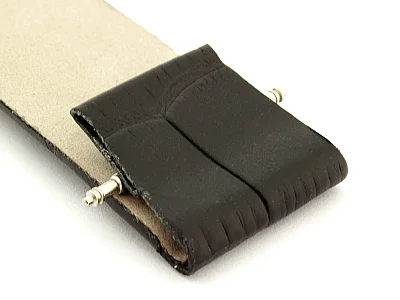 (image for) Extra Long Open Ended Leather Watch Strap Croco LM Black 16mm (3)