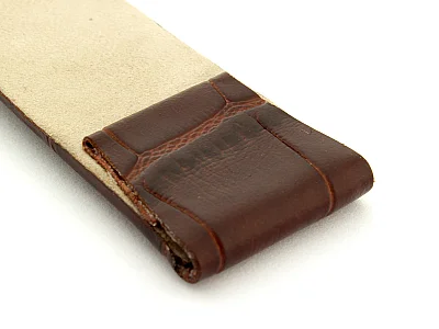 (image for) Extra Long Open Ended Leather Watch Strap Croco LM Dark Brown 14mm (2)